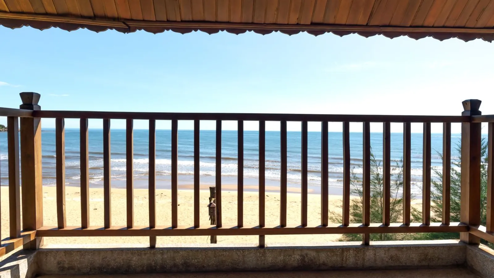 Balcony overlooking a beach